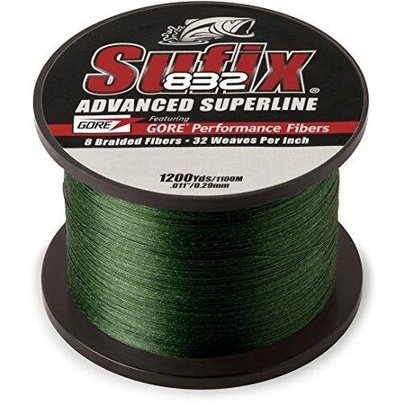 Sufix 832 Advanced Superline Braid 15Lb 1200Yd LoVis Green Boxed 660-315G